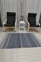 Cotton Series White Geometric Authentic Decorative Woven Base Rug on Navy Blue Base - 2