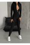 Women's Black Long Sleeve Long Leg Zippered Collector Swimmer Swimsuit - 5