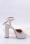 İsabella Platform Heeled Bead Detailed Pearl White Women's Shoes - 6