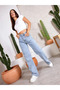 BUCHA JEANS LONG LENGTH HIGH WAIST STRAIGHT FIT JEAN PALAZZO - 2