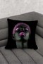 Black Girl Patterned 4-Piece Digital Printed Throw Pillow Cover in Yellow Blue Pink Purple Colors - 4