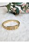 Silvery Ribbed Anti-Tarnish Steel Gold Color Bracelet - 3