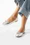 Daily Bow-Knot Ballet Flats Women's Shoes Silver - 5