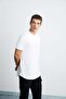 Oscar Men's Comfort Fit Long Draped Fabric White T-Shirt - 4