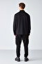 Maze Men's Special Textured Thick Fabric Black Jacket with Pockets and Snap Fasteners - 6