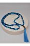 Handmade Tibetan Style Mala Necklace with 108 Blue Agate Beads (51402) - 3
