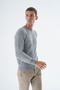 Men's Gray Crew Neck Brass Thessaloniki Nopen Striped 4-Color Wool Knitwear Knitted Sweater - 5