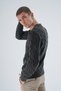 Men's Anthracite Crew Neck Hair Braided Wool Knitwear Knitted Sweater Trist-5324 - 4