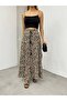Women's Leopard Patterned Flowy Waist Lace-up Long Size Skirt