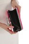 Fuchsia Color Satin Fabric Flower Motif Stone Hand and Strap Evening Dress Portfolio Clutch Evening Bag - 7