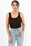 Women's Corded Brown Undershirt - Thick Strap Basic Knitted - 2