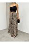 Women's Leopard Patterned Flowy Waist Lace-up Long Size Skirt - 2