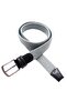 GRAY ELASTIC KNIT Stretchy UNISEX Belt WITH GENUINE Leather DETAILS - 5