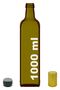 1000 ml Green Maraska Empty Glass Bottle with Locking Cap and Hooded , 1 Piece