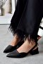 Black Matte Leather Pointed-Toe Short Block-Heel Women's Shoes Blush - 2