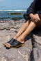 Croci̇c Women's Black Genuine Leather Slippers - 7
