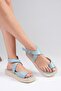 Belita Genuine Leather Blue Flip Flops Women's Sandals