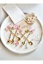 Gold Plated Butterfly Figure Enamel Set of 6 Tea Spoons (pink) - 7