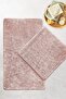 Cotton Basic Pink 60X100 50X60 Non-Slip Base 2-Piece Bath Mat Set