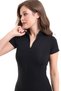 Women's Black Front Zipper Detailed Both Casual and Sea Pool Swim Shorts Swimsuit Jumpsuit - 6