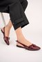 Women's Summer Ballerina Shoes with Belt Detail Bordo - 2
