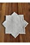 6 Star Patterned Gardenia Linen Embroidered Cocktail Napkins - 2