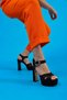 Jasmine Women's Platform Heeled Shoes Black Satin - 4