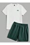 2-Piece Traveler Printed Shorts T-Shirt Set White Green Set - 3