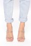 Lady Nude Skin Beige Transparent Crystal Stone 10cm Square Heeled Wedding Engagement Evening Dress Shoes Sandals Slippers - 2