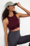 Mürdüm Seamless/Dikişsiz Fitilli ve Hafif Destekli/Şekillendirici Örme Spor Sütyeni TWOSS21SS0024