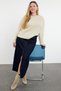 Beige Lurex Hair Braided Crop Knitwear Sweater Tbbaw25An00007