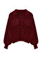 Claret Red Soft Textured Coat Look Knitwear Cardigan Twoaw25Hi00162 - 7
