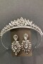 Silver Color Crystal Glass Stone Silver Color Bridal Crown and Earring Set