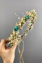 Water Green Cream Cipsolu Pearl and Cotton Herb Bridal Outdoor Shoot Crown - 8