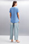 Samantha women's 100% organic cotton comfort fit long back basic knitted indigo t-shirt - 6