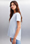 Samantha Women's 100% Organic Cotton Comfort Fit Long Back Basic Knitted Blue T-Shirt - 3
