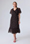 Black Long Chiffon Dress - Wrap Cut and Crispy Pattern - 3