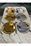 2 Different Models 3 Silver 3 Gold Butterfly Steel Round Presentation Tray and Butterfly Macaron Holder - 3