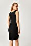 Black Ribbed Dress with Tape Strap - 5