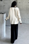 Thick Striped Ecru Hijab Knitwear Set - Button Detailed - 5