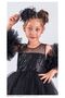 April 23 Tutu Pompom Sleeves Dress - Children's Evening Dress (Black Pullu) - 3
