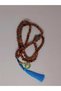 Tibetan Style Handmade Mala Necklace with Rudraksha Seeds and Blue Tassels with Eye Attachment - 4