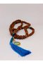 Tibetan Style Handmade Mala Necklace with Rudraksha Seeds and Blue Tassels with Eye Attachment - 5