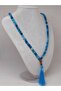 Handmade Tibetan Style Mala Necklace with 108 Blue Agate Beads (51402)