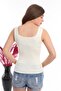 Women's Bone Color Square Neck Strap Knitwear Blouse Athlete - 7
