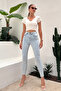 Women's Blue Snow Super Skinny Fit High Waist Lycra Stretchy Jean Denim Pants Jenni̇e-2004 - 3