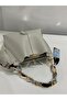 Women's Soft Leather 3-Compartment Handbag, Shoulder Bag with Scarf and Chain Accessories - 2