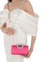 Fuchsia Color Satin Fabric Flower Motif Stone Hand and Strap Evening Dress Portfolio Clutch Evening Bag - 5