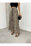 Women's Leopard Patterned Flowy Waist Lace-up Long Size Skirt - 4