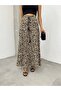 Women's Leopard Patterned Flowy Waist Lace-up Long Size Skirt - 5